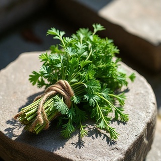 Mint and dill bundle tied with twine