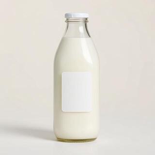 One litre milk jar with label