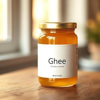 Ghee jar label with batch code