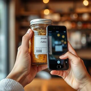 Hand scanning a simple label