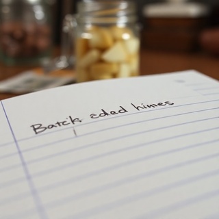 Milk jar log with neat handwriting