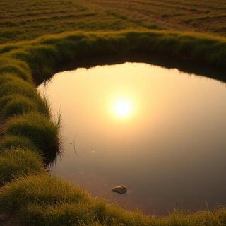 Small pond corner beside field