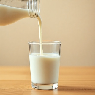 Fresh milk pouring into a jar
