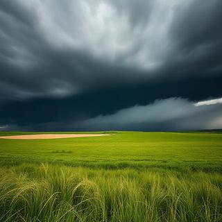 Storm line gathering over pasture