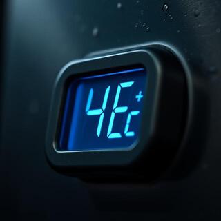 Thermometer reading at night by chiller