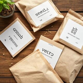 Cloth seed bags with handwritten labels