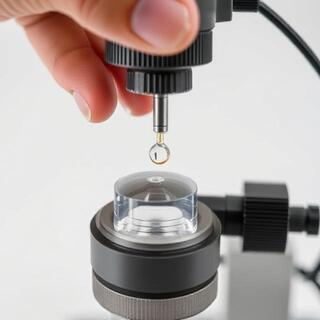 Handheld refractometer on a bench