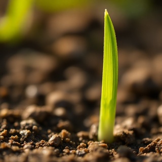 Closeup of pasture sprouts after first rains