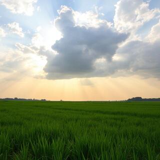 Sun breaking through scattered clouds