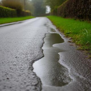 Wet farm lane after rain
