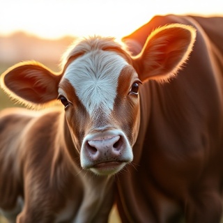 Calf nuzzling at the fence